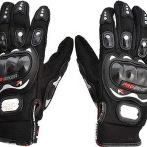 Synthetic Leather Motorcycle Gloves (Black, Medium)