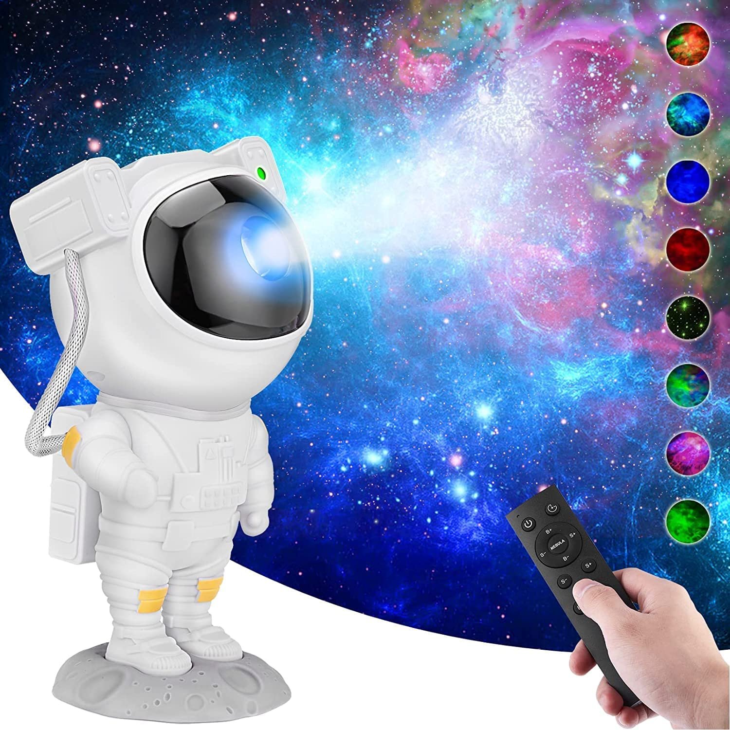 Astronaut Galaxy Projector with Remote Control - 360 Adjustable Timer Kids Astronaut Nebula Night Light, for Gifts,Baby Adults Bedroom, Gaming Room, Home and Party (Corded Electric)