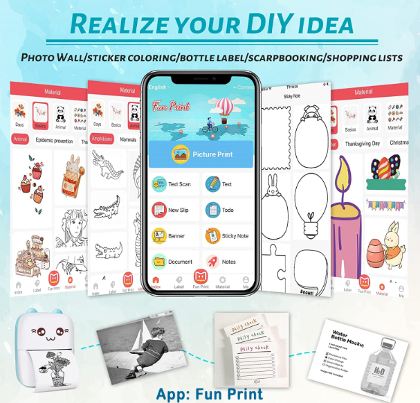 Portable Mini Wireless Thermal Printer with App Control | Inkless Sticker, Label & Photo Printer for Notes, Cards & Bookmarks - Image 4